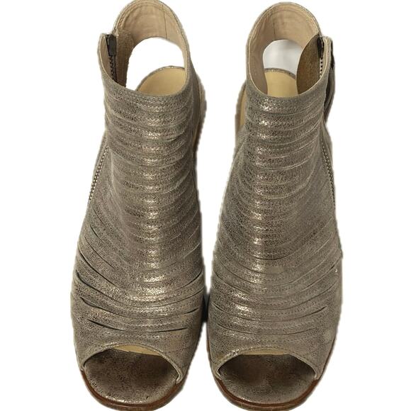 PAUL GREEN‎ Cayanne Peep Toe High Heel Booties SZ 9 US / 6.5 UK Metallic Leather - Picture 3 of 15